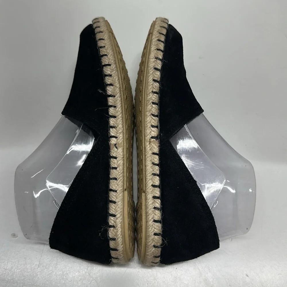 Miz Mooz Carmena Shoes Suede Leather Espadrille Jute Flats Slip On Black 37 US 7